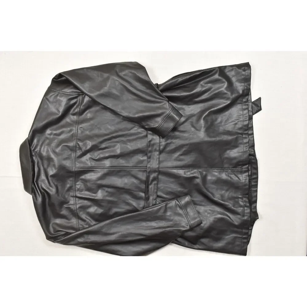 Levi's Faux Leather Belted Trucker Jacket Black Size 4X Big & Tall Faux Leather